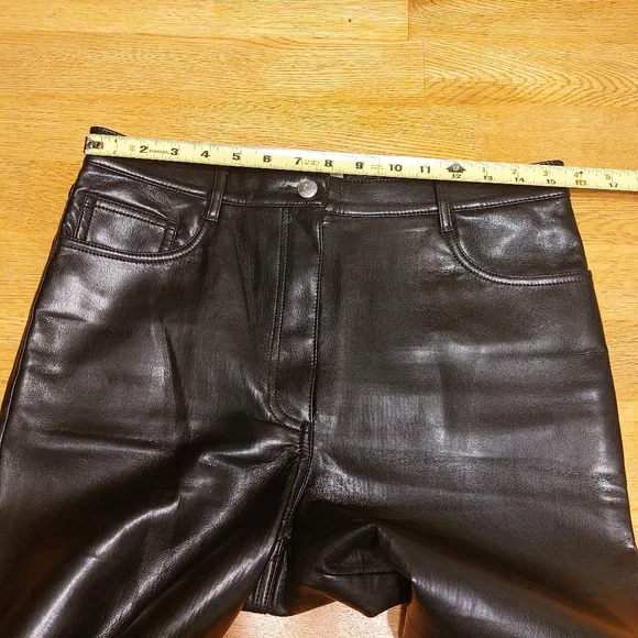 Wilfred Aritzia 'The Melina Pant' Black Vegan Leather High Rise Trousers sz 10